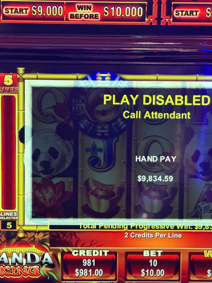 Advantage play win — $9,834